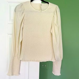 Anthropologie White/Ivory ruffled top Sz L.